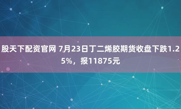 股天下配资官网 7月23日丁二烯胶期货收盘下跌1.25%，报11875元